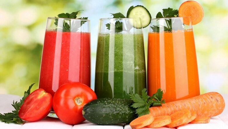 Low-calorie vegetable juices on the drinking diet menu